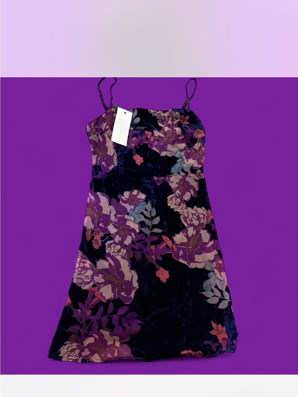Lush Velvet Floral Slip Dress in Purple, Navy and Pink